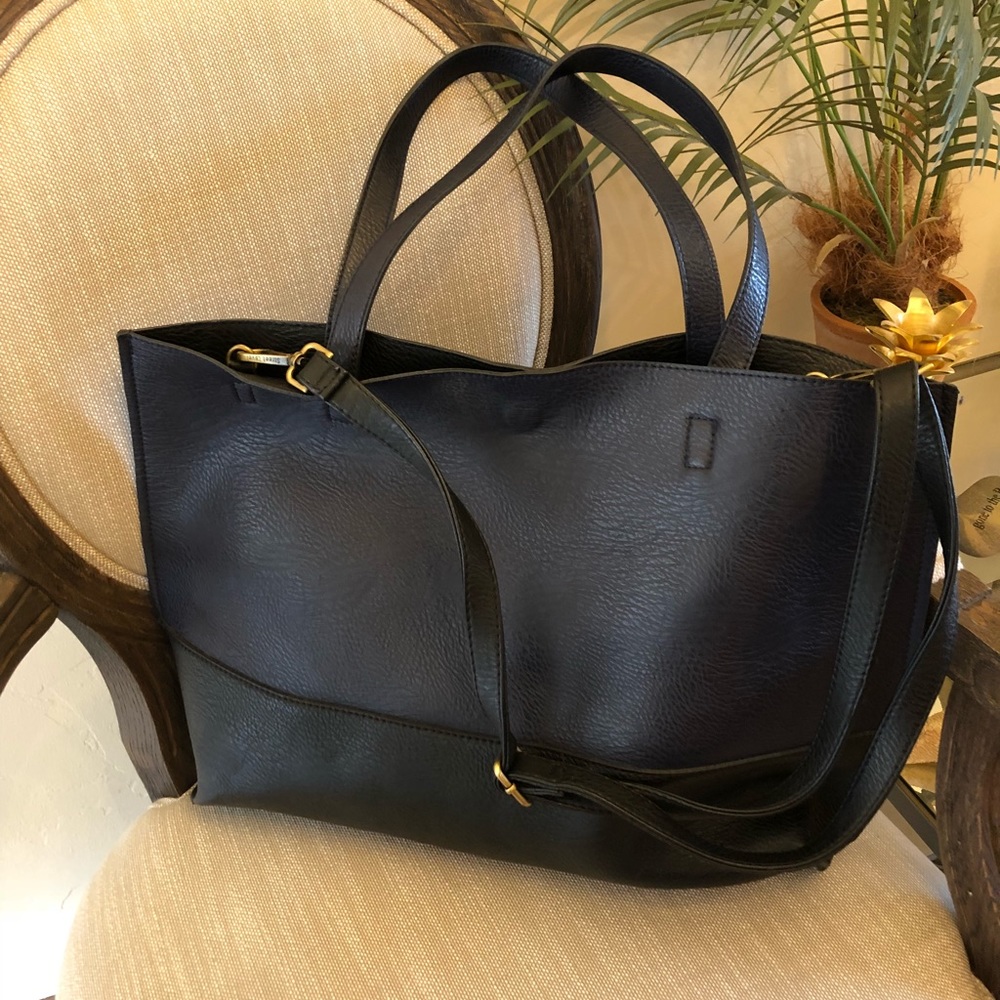 Large soft color block tote.